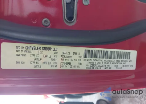 2012 Ram 1500 Slt from USA, damaged, VIN 1C6RD7GTXCS229774